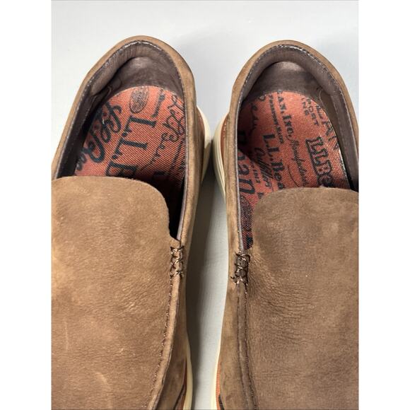 LL Bean Mens Kennebec Slip On Shoes 9 Medium Dark Earth Leather Athletic Sneaker - Picture 5 of 10